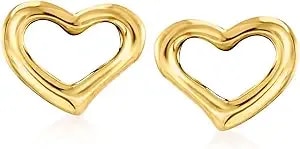 Ross-Simons 18kt Yellow Gold Open-Space Heart Stud Earrings