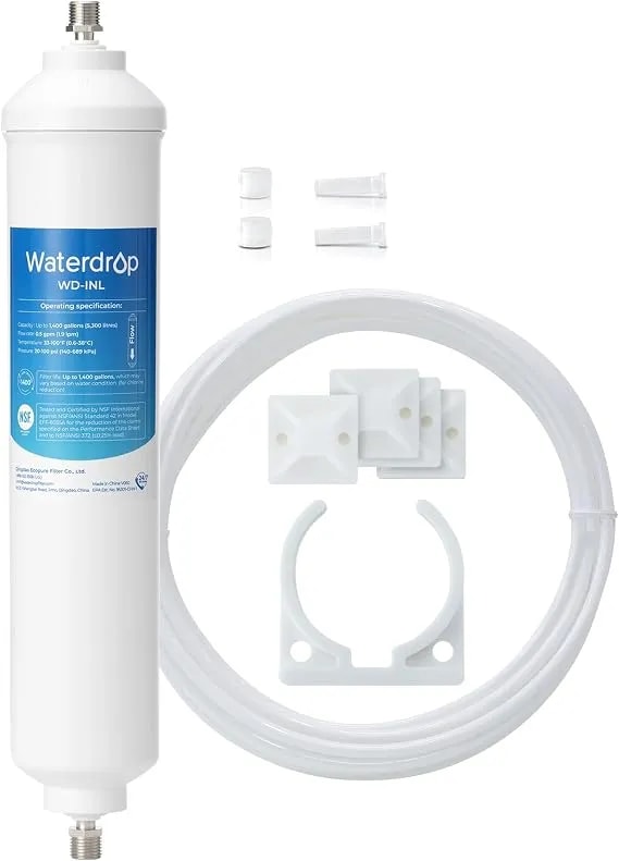 Waterdrop Inl Inline Water Filter For Refrigerator And Ice Maker - Reduces Chlorine, Sediment, Bad Taste & Odor, Nsf Certified High Capacity Drinking Water Filtration System, 1 Year