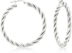 Ross-Simons Italian Sterling Silver Medium Twisted Hoop Earrings
