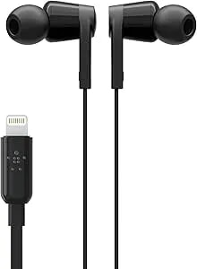 Belkin Soundform Headphones - Wired In-Ear Earphones With Microphone- Iphone Headphones - Apple Wired Earbuds For Iphones & Ipads With Lightning Connector (Black)
