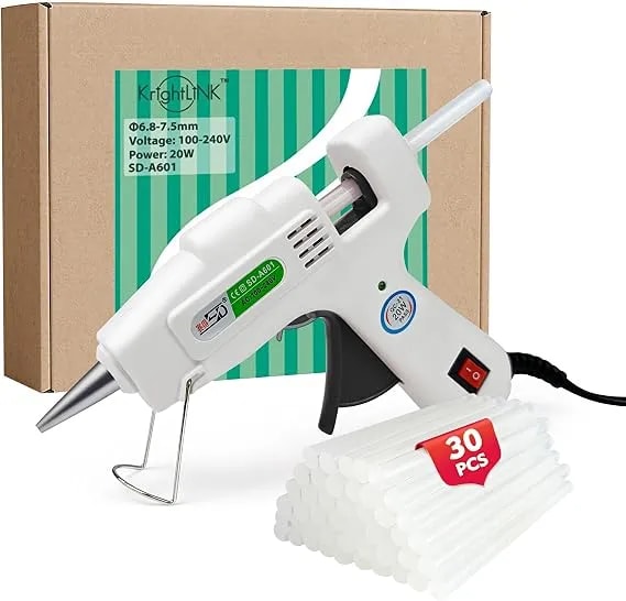 Krightlink Mini Hot Glue Gun Kit With 30 Glue Sticks 20w Fast Preheating - Hot Melt High Temp Hot Glue Gun, Anti-Drop Precision Nozzle, For School Crafts Diy Arts, Quick Home Repairs - White
