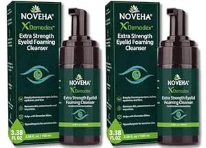 Noveha Demodex Eyelid Cleanser Foam - Extra Strength Tea Tree Oil Formula - Daily Face Wash For Eyelash, Demodex, Mgd, Stye Eyes, Eye Irritations & Skin Dryness, 3.38 Fl. Oz. (100ml) - (Pack Of 2)