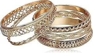 Guess "Basic" Gold 7 Piece Mixed Bangle Bracelet