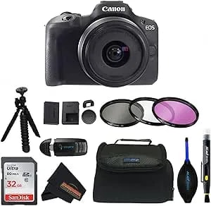 Canon Eos r100 Rf-s18-45mm f4.5-6.3 Is Stm Lens Kit With Sunshine Photo Advanced Accessories Bundle (Renewed)