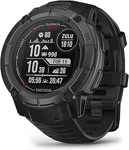 Garmin Instinct 2X Solar - Tactical Edition, Rugged GPS Smartwatch, Built-In Flashlight, Ballistics Calculator, Solar Charging Capability, Black