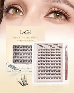 Self Adhesive Eyelashes Glue Free Lash Clusters Easy Removal Ultra Thin Lightweight Press On Lashes Natural Wispy 10-14mm Fluffy False Eyelashes 90 Clusters Lash Clusters Kit