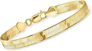 Ross-Simons Italian 6mm 18kt Gold Over Sterling Herringbone Bracelet