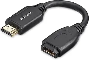 Startech.Com 6in High Speed HDMI Port Saver Cable With 4K 60Hz - Short HDMI 2.0 Male To Female Adapter Cable - Port Extender (HD2MF6INL)