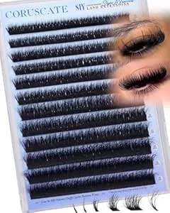 Coruscate Lash Clusters 80d Volume Cluster Eyelash Extensions Wispy Lashes Strip Mink Eyelash Clusters 10-18mm Thick Eyelashes Extension Mega Style Siy Lash Extensions Include Bottom/Spike Lashes Diy