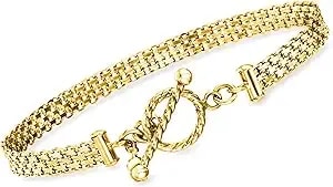Ross-Simons Italian 18kt Gold Over Sterling Bismark-Link Toggle Bracelet
