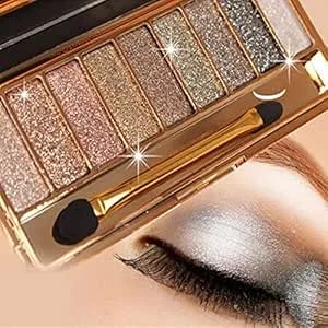 Glitter Eyeshadow Pallet Makeup Sets, 9 Colors Shimmer Sparkle Eyeshadow Palette Diamond Bright Makeup Shimmery Sparkly Glittery Highly Pigmented Waterproof Long-Lasting Eye Shadow Palette