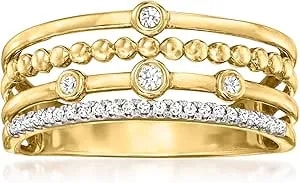 Ross-Simons 0.10 Ct. T.W. Bezel-Set Diamond Multi-Row Ring In 14kt Yellow Gold