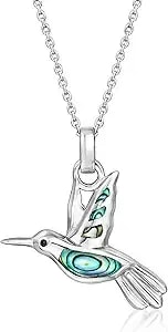 Ross-Simons Abalone Shell Hummingbird Pendant Necklace With Black Enamel In Sterling Silver. 18 Inches