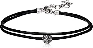 Lucky Brand Womens Leather Choker Necklace, Silver, One Size
