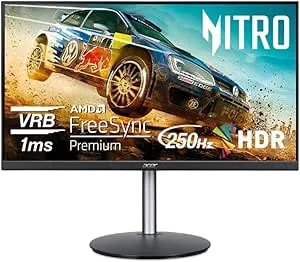 Acer Nitro 24.5" Full Hd 1920 X 1080 Pc Gaming Monitor - Amd Freesync Premium - Up To 250hz Refresh - 1ms (Vrb) - Zeroframe - Ergostand - 1 X Display Port 1.2 & 2 X Hdmi 2.0 Ports