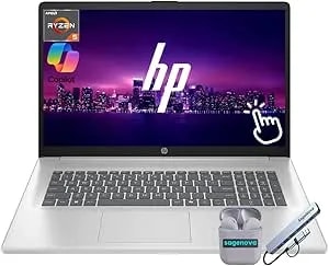 Hp 17.3" Business Touchscreen Laptop Computer, 16gb Ram 1.5tb Storage (1tb Ssd+512gb Docking Station Set), Amd Ryzen 5 7430u (Up To 4.3 Ghz), Windows 11, Numeric Keypad, Sagenova Earphones, Silver