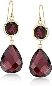 Ross-Simons 22.00 Ct. T.W. Garnet Drop Earrings In 14kt Yellow Gold