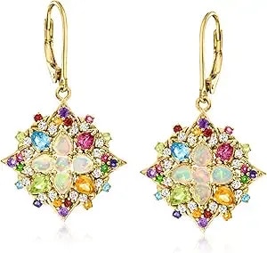 Ross-Simons Opal And 2.28 Ct. T.W. Multi-Gemstone Drop Earrings