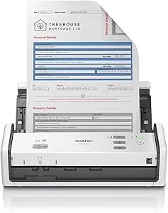 Brother Ads-1300 Compact Desktop Scanner - Scan Speeds Of Up To 30ppm - Single Pass Double-Sided Scanning