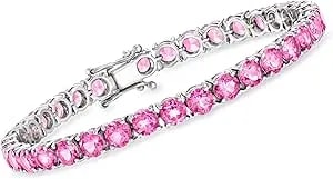 Ross-Simons 20.00 Ct. T.W. Pink Topaz Tennis Bracelet In Sterling Silver