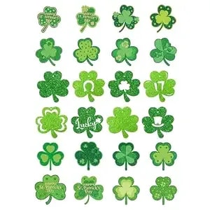 48 Pcs Glitter Shamrock Tattoos St. Patrick'S Day Temporary Tattoo Stickers For Adult Irish Party Favor Accessories, Saint Patricks Day Tattoo Lucky Green Four Leaf Clover Decals
