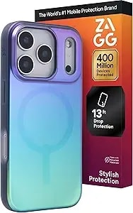 Zagg Milan Snap Case For Iphone 17 Pro - Raven Feather, Graphene Strengthened Phone Case With Drop Protection (13ft/4m), Textured Edges & Sparkle Design, Magsafe Charging Compatible