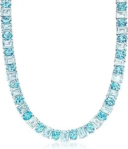 Ross-Simons 85.00 Ct. T.W. Swiss And Sky Blue Topaz Necklace In Sterling Silver. 18 Inches