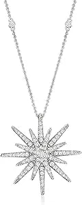 Ross-Simons 0.75 Ct. T.W. Diamond Starburst Necklace In Sterling Silver