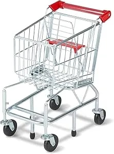 Melissa & Doug Toy Shopping Cart, Grocery Store Pretend Play Toys With Sturdy Metal Frame & Working Wheels, Toddler Shopping Cart, Preschool Learning Toys For Girls & Boys 3+