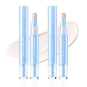 2pcs Dual-Effect Concealer & Foundation Eye Concealer - 24-Hour Long-Lasting, 2-In-1 Concealer And Foundation Pen, High-Coverage Matte Finish (Milky White)