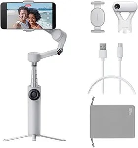 insta360 Flow 2 Plus Ai Tracker Bundle Grey - Foldable Phone Gimbal, Ai Tracking With Any App, Multi-Person Tracking, Built-In Tripod/Selfie Stick, Remote Control, Smartphone Stabilizer, Travel
