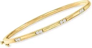 Ross-Simons 0.33 Ct. T.W. Diamond Station Bangle Bracelet In 18kt Gold Over Sterling