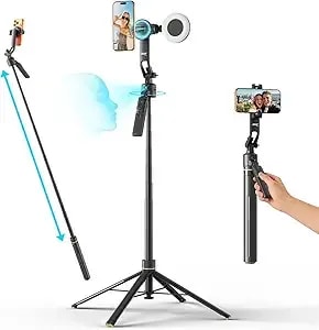 Acer Gadget Auto Face Tracking Tripod For Iphone – Magnetic Phone Mount Gesture Control Detachable Mini Ring Light 64" 360 Degree Ai Tracking Phone Tripod For Vlogging Youtube Tiktok Video Recording