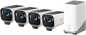 Eufy Security Eufycam S3 Pro 4-Cam Kit, Solar Camera Outdoor Wireless, Maxcolor Night Vision, 4K Security Camera With Solar Panel, Face Recognition, No Monthly Fee, Built-In Local Storage (Up To 16TB)