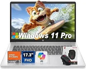 Hp 17 Inch Laptop, Amd Ryzen 5 7430u, 64gb Ram 2tb Ssd, 17.3" Fhd Ips Display, Windows 11 Pro, Copilot Ai, Numeric Keypad, Type-C For Business & Work, Patented Accessory Kit