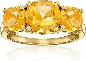 Ross-Simons 3.70 Ct. T.W. Citrine 3-Stone Ring In 18kt Gold Over Sterling