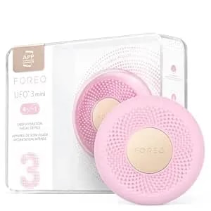 Foreo Ufo 3 Mini 4-In-1 Face Mask Skincare Device - Face Moisturiser - Anti-Aging - Full Spectrum Light & Red Light - Warming - Facial Massage - App-Connected - Pearl Pink