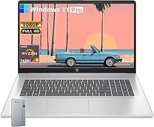 Hp 17.3" Fhd Laptop Computer For Work & Study, Amd Ryzen 5 7430u (Up To 4.3ghz), 20gb Ram, 512gb Ssd, Windows 11 Pro, Wifi 6, Fast Charge, Silver Business Laptop For Remote Office, Students & Home