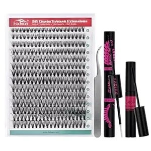 Fadvan Diy Lash Extension Kit 20d Volume Lash Clusters Kit With Lash Bond And Seal 280 Pcs Thick Individual Lashes 8-14 Mm D Mink Lashes Cluster, Lash Cluster Remover And Tweezers