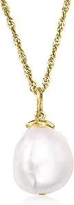 Ross-Simons 12-14mm Cultured Baroque Pearl Pendant Necklace In 18kt Gold Over Sterling
