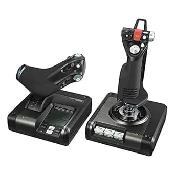Logitech G Saitek X52 Pro Flight Control System, Controller And Joystick Simulator, LCD Display, Illuminated Buttons, 2xUSB, PC - Black/Silver