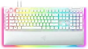 Razer Blackwidow v4 Pro Wired Mechanical Gaming Keyboard: Green Switches Tactile & Clicky - Doubleshot Abs Keycaps - Command Dial - 8 Dedicated Macro Keys - Chroma Rgb - Magnetic Wrist Rest - White