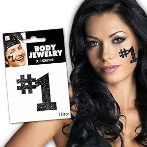 Amscan Black #1 Body Jewelry, Party Accessory 2" X 2"