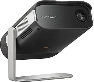 Viewsonic M1X Portable LED Projector With Smart Stand, Harman Kardon Speakers, Built-In Battery, H/V Keystone, 4 Corner Adjustment, Bluetooth, Wi-Fi, USB-C, Powered USB A