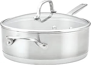 Kitchenaid 71027 3-Ply Base Brushed Stainless Steel Deep Saute Pan With Helper Handle And Lid, 4.5 Quart - Brushed Stainless Steel
