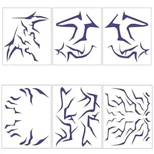 Cosplay Temporary Tattoos, 6 Sheets Purple Tattoos Waterproof Body Art Prop For Cosplay Halloween Party Makeup Realistic Accessories