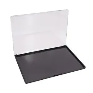 Xl Large Empty Magnetic Eyeshadow Palette With Clear Top, Travel Makeup Organizer With 40pcs Adhesive Metal Stickers For Diy Your Own Powder Palette (Xl Large - 9.25'x6.57')