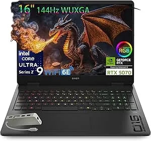 Hp Omen 16" 144hz Wuxga Slim Gaming Laptop, Intel 16-Core Ultra 9 285h, Geforce Rtx 5070 Computer, 32gb ddr5 Ram, 1tb Ssd, Wifi 6e, Rgb Backlit Kb, Windows 11, Type-C Hub