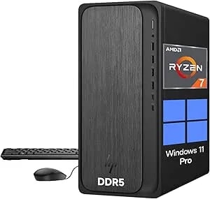 Hp Omnidesk Desktop Computer Tower Pc, Amd Ryzen 7(16 Npu Tops), Amd Radeon 780m, Pc Tower Computer Desktop For Business, Gaming&Home Office, 32gb ddr5 2tb Ssd - Windows 11 Pro - Rj-45 - Dual Display Setup