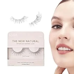 Kiss The New Natural, False Eyelashes, 'Gold Hoops', 12mm, Includes 1 Pair Of Lash, Easy To Apply, Reusable Lash Clusters